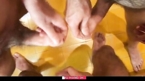Three Amateur Studs Masturbate Together