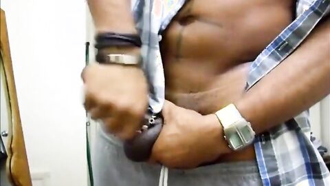 Black Daddy Jerks Off and Cums Hard