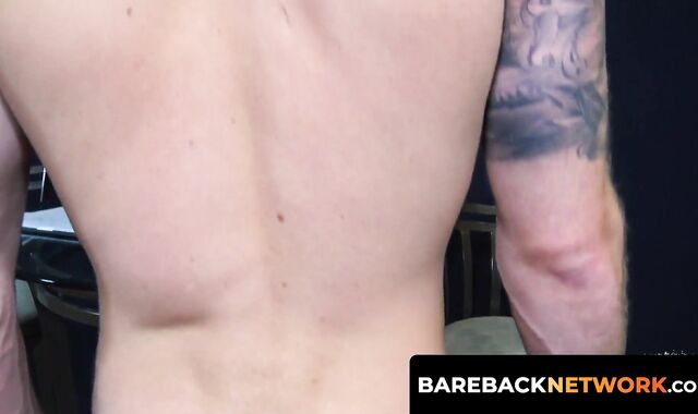 Logan Carter gives the bottom slave a deep throat fuck and Riley gags as he takes the