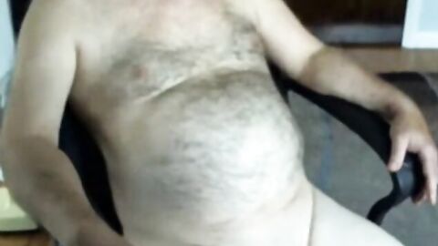 Hairy Daddy Strokes on Webcam
