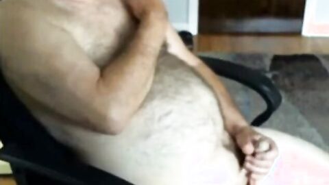 Hairy Daddy Strokes on Webcam