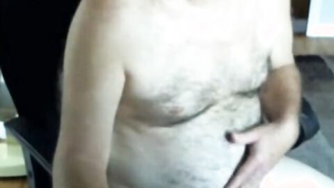Hairy Daddy Strokes on Webcam