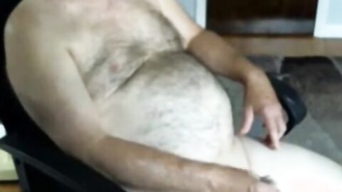 Hairy Daddy Strokes on Webcam