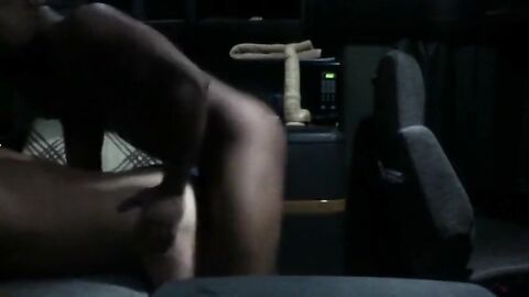 Big Black Cock Bareback in a Truck Rig
