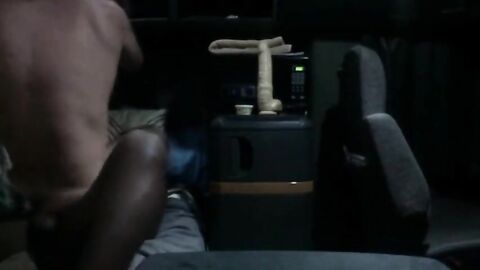 Big Black Cock Bareback in a Truck Rig
