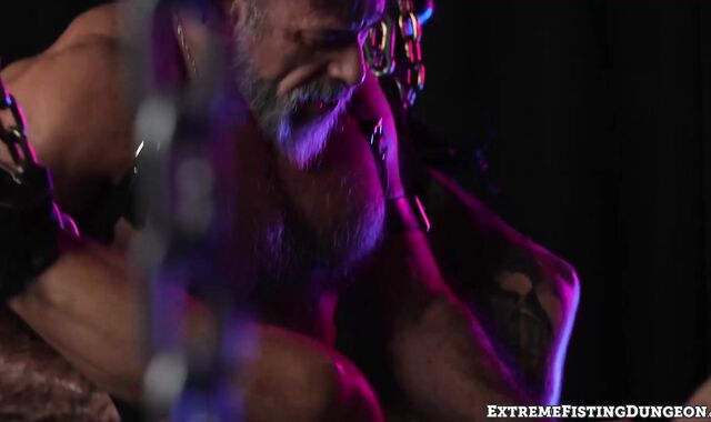 Hunky Bruce Jones got his ass wrecked after being fucked with a massive dildo by hair