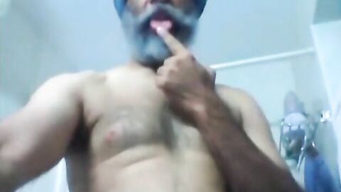 Indian Daddy Strokes & Explodes with Pleasure