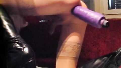 Crossdresser Takes on a Huge Dildo