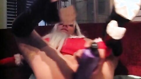 Crossdresser Takes on a Huge Dildo