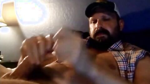 Bearded Muscle Daddy Jerks Off in Truck