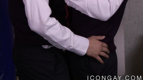 Handsome school boys passionately kiss and ass breed