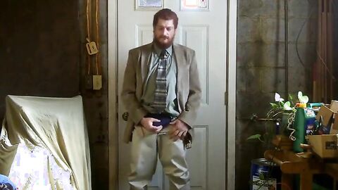 Big-Cock Israeli Daddy Strokes in Suit