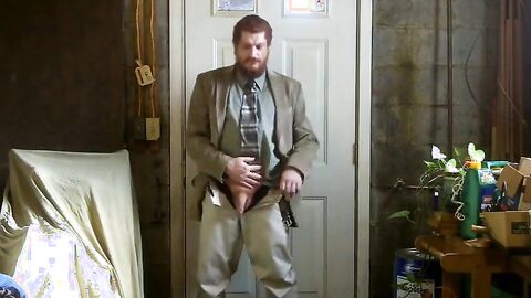 Big-Cock Israeli Daddy Strokes in Suit