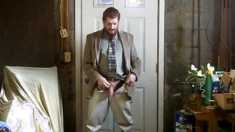 Big-Cock Israeli Daddy Strokes in Suit