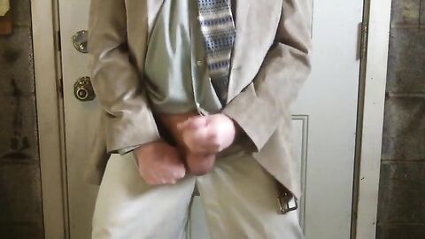 Big-Cock Israeli Daddy Strokes in Suit