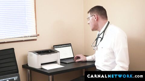 Lucas Ryder felt satisfied after releasing his load of cum while Dr Wolf rimjobs his