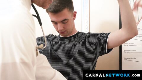 Lucas Ryder felt satisfied after releasing his load of cum while Dr Wolf rimjobs his