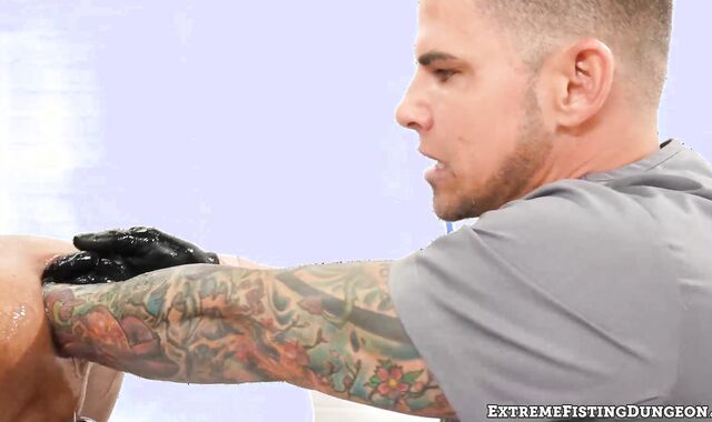 Sexy Wrex Wylde got a double fist fucked in a threesome by hunky Archer Croft and Bro