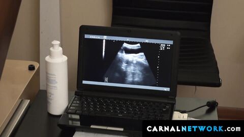 Austin Young and the doctor watched from the x-ray screen a bare cock throbbing in hi
