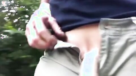 Outdoor Handjob for a Big-Cocked Hunk