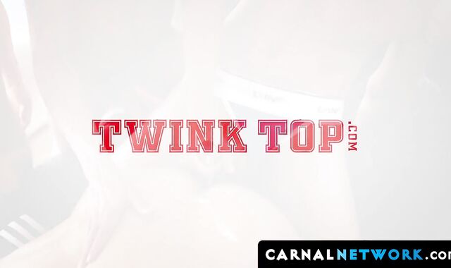 Twinks Austin Young and Cole Blue tag team to bareback coach Myles Landon