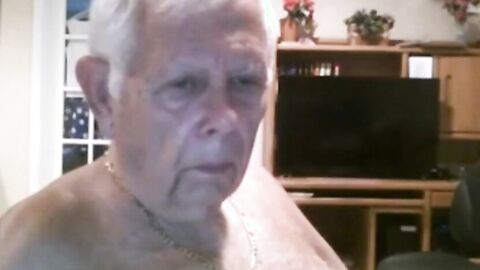 Fat Daddy Strips and Strokes on Webcam