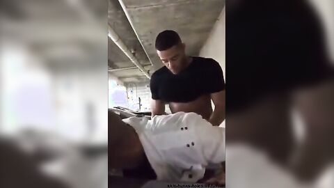 Interracial Bareback Anal on the Parking Deck