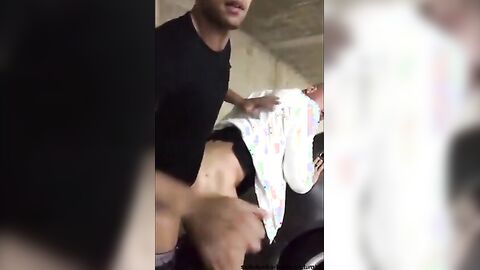 Interracial Bareback Anal on the Parking Deck