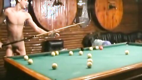 Nude Russian Soldiers Playing Pool