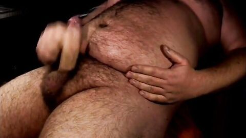 Fat Bear Stroking His Big Cock