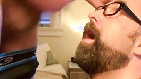 Bearded Guy Takes Two Facials from His Buddy