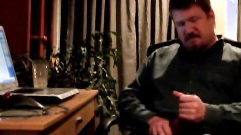 Bearded Daddy Strokes His Cock Solo
