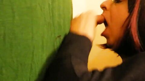 Crossdresser Takes Glory Hole Blowjob and Swallows Cum