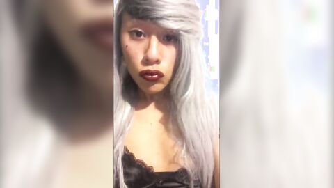 Asian Crossdresser Jerks Off