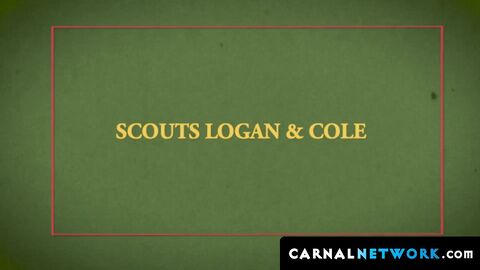 Cole Blue intensely thrusts his big dick against Logan Cross's back and then into his
