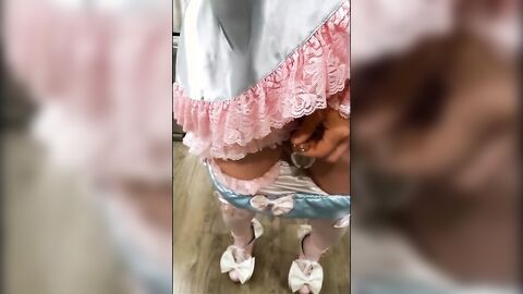 Asian Sissy's Small Cock Caged
