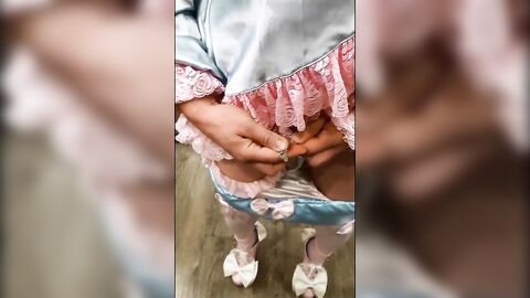 Asian Sissy's Small Cock Caged