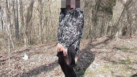 Outdoor Crossdresser Jane Plays with Sex Toy