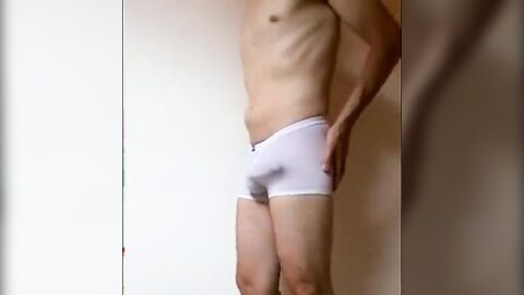 Big Cock Bulge in See-Through Lycra Underwear