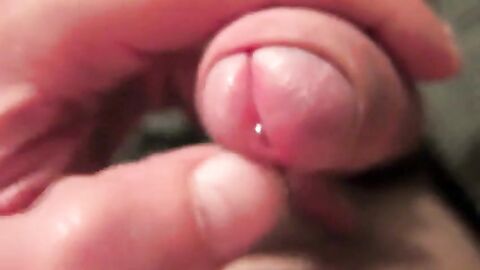 Uncut Foreskin Gaming Closeup with Cum