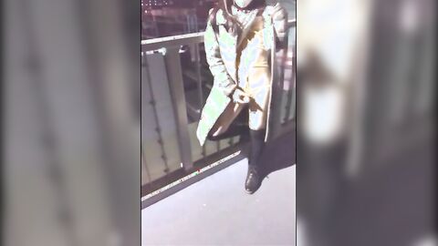 Asian Crossdresser Cums Outside
