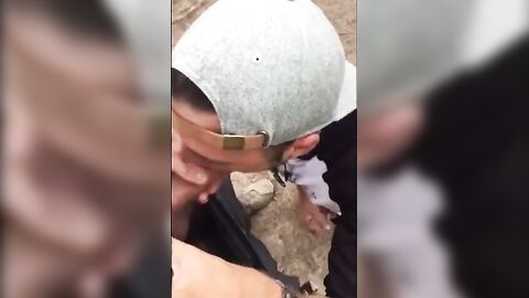 Fat Cock Sucking in the Woods by Horny Amateur