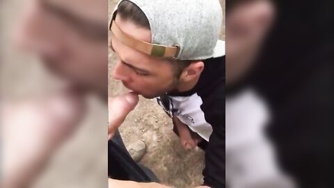 Fat Cock Sucking in the Woods by Horny Amateur