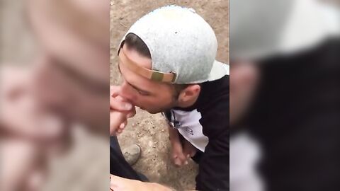 Fat Cock Sucking in the Woods by Horny Amateur
