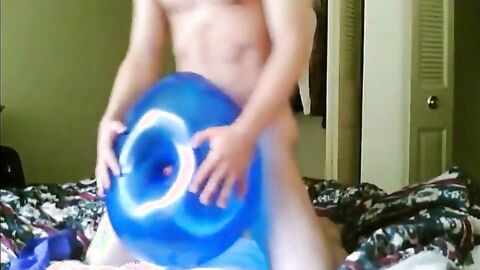Humping Blue Geo Balloon with Sex Toy until I Cum