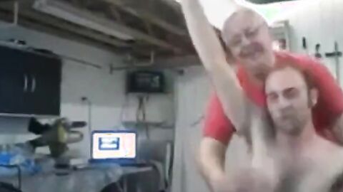 Dancing Daddy Bear Flashes His Big Cock on Webcam