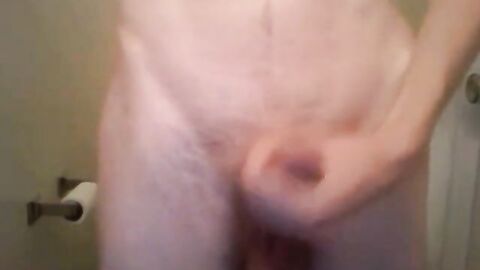 Twink Strokes Small Cock in Friend's Bathroom