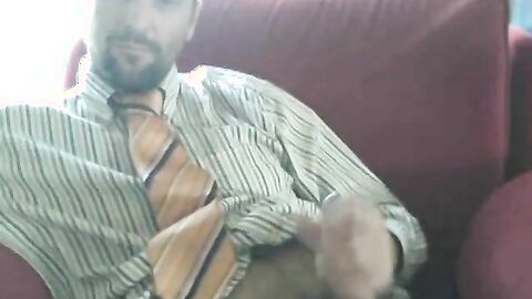 Amateur Bear Daddy Jerks Off in Suit