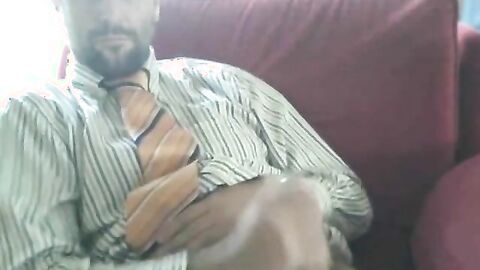 Amateur Bear Daddy Jerks Off in Suit