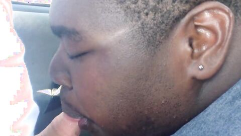 Chubby Gay Interracial Blowjob in Public